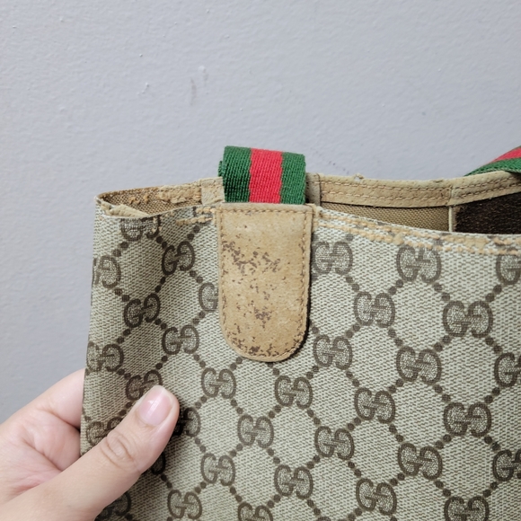 100% Authentic GUCCI vintage web sherry line tote - Picture 7 of 14